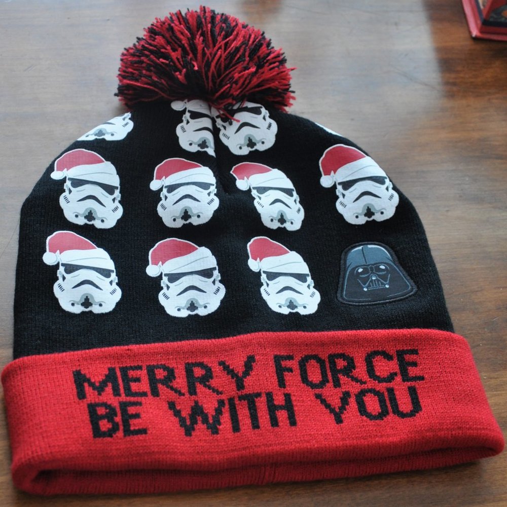 New Star Wars Christmas Knit Toque Hat, Storm Troopers, Darth Vader Pompom